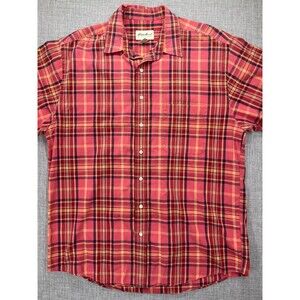 Vintage Eddie Bauer Button Down Men's Large Plaid Pocket 100% Cotton